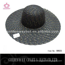 Ladies Summer hat black fashion latest design with gold wire